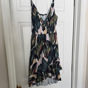 Leaf Print V-Neck Dress